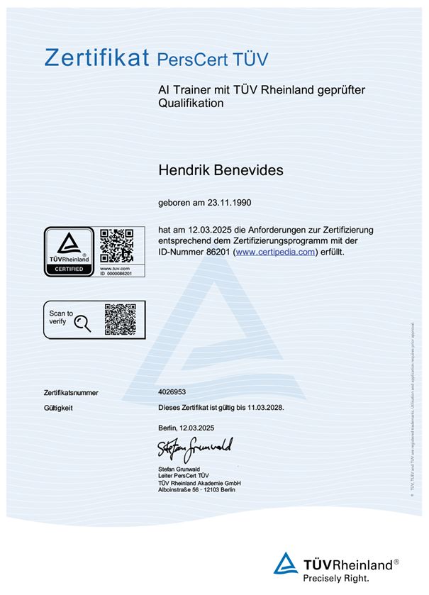 TÜV Rheinland Zertifikat - AI Trainer