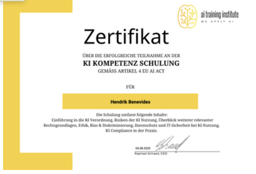 KI Kompetenz Schulung gemäß EU AI Act